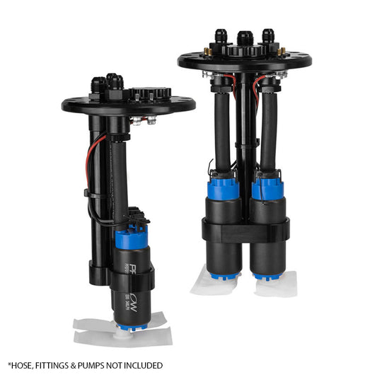 PFEFCA003 Proflow Dual Fuel Pump Hanger, Mounts 39mm Fuel Pumps, 120.5mm PCD, Billet Aluminium, Black Anodised - SS Racetech Rods & Customs