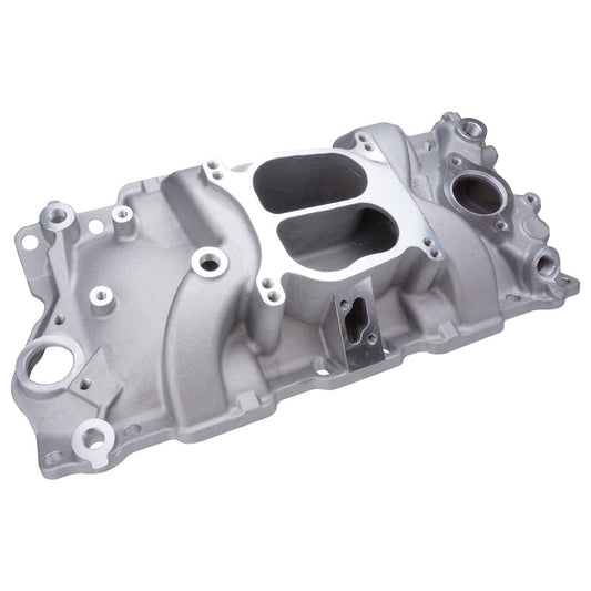 PFEM2101 Proflow Intake Manifold, AirDual , Aluminium, Natural, Square/Spread Bore, For Chevrolet, Small Block