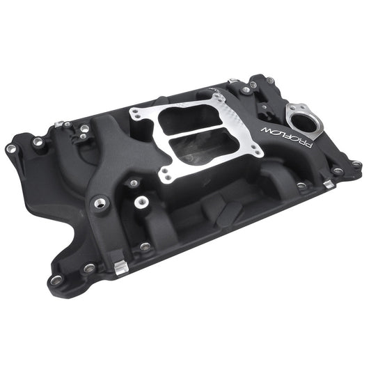 PFEM2194-BK Proflow Intake Manifold, AirDual, Aluminium, Black Square/Spread Bore, For Holden, Commodore V8, 253, 308, Each