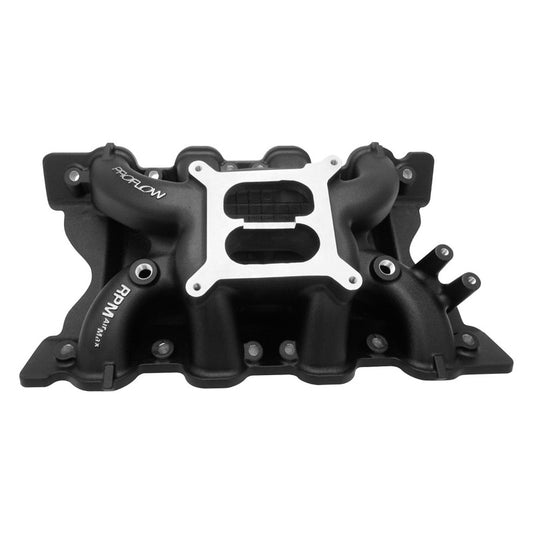 PFEM7564-BK Proflow Intake Manifold, AirMax, SB Ford 302, 351 Cleveland, Dual Plane, Aluminium, Square Bore, Black - SS Racetech Rods & Customs