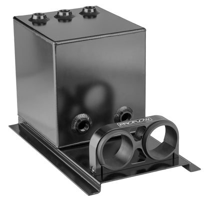 PFEST6BK Proflow Fuel Surge Tank Fabricated Aluminium, Square, 044 Pump Mounts, 200mm x, 200mm x 180mm, 5L, Black Anodised