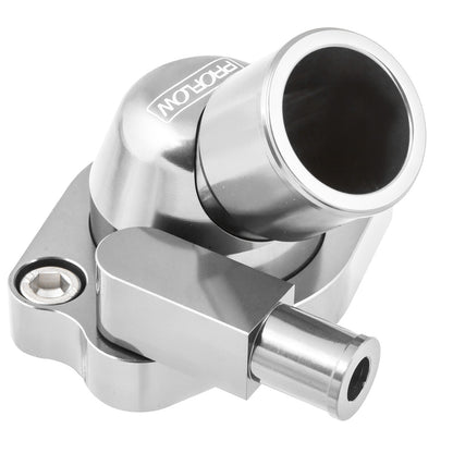 PFETH-801S Proflow Water Neck, Billet Aluminium Swivel, Silver Anodised, 45 Degree, For Holden V8 253.308 - SS Racetech Rods & Customs