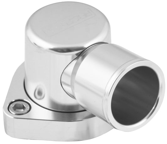 PFETH-802S Proflow Water Neck, Billet Aluminium Swivel, Silver Anodised, 90 Degree, SB For Ford 302-351C
