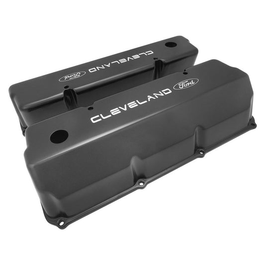PFEVC-510 Proflow Valve Covers, Tall Cast Aluminium, Black, For Ford Logo, Small Block For Ford 302, 351C, Pair - SS Racetech Rods & Customs