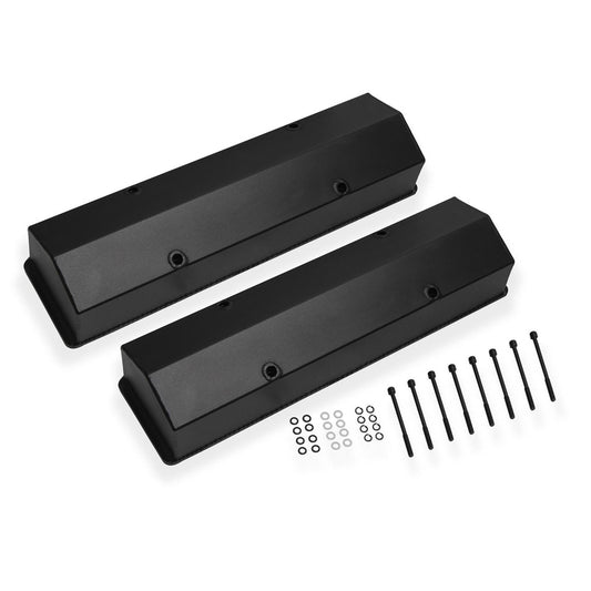 PFEVC-6144 Proflow Valve Covers, Tall, Fabricated Aluminum, Black Powdercoat, Chev, Small Block, Pair - SS Racetech Rods & Customs