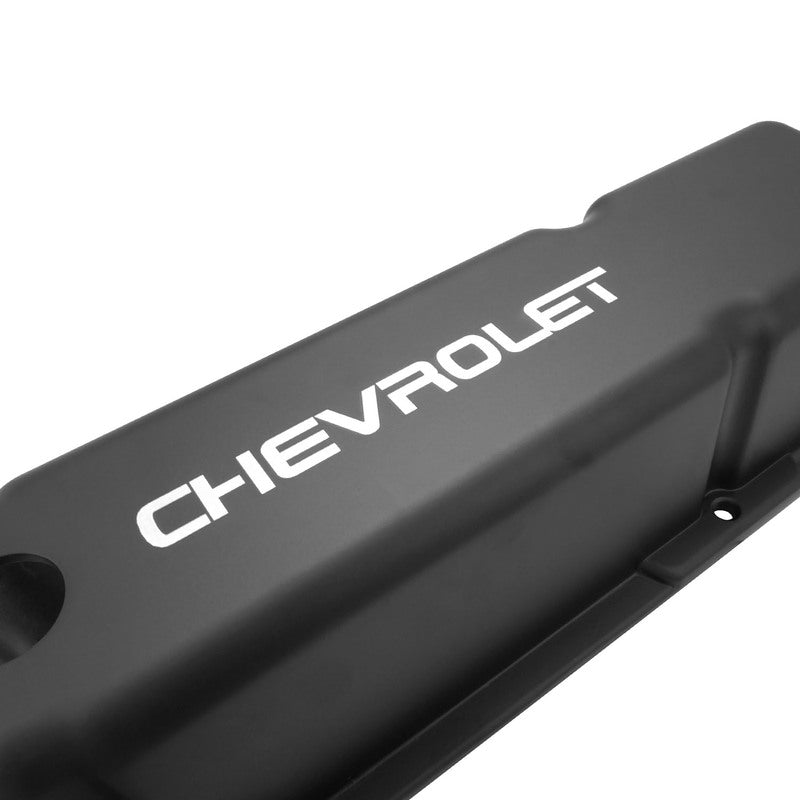 PFEVC-710 Proflow Valve Covers, Tall Aluminium, Black, For Chevrolet Logo, SB For Chevrolet, Pair
