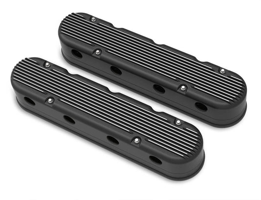 PFEVC-8579BK Proflow Valve Covers, LS For Chevrolet For Holden, Two-Piece, Cast Aluminium, Satin Black, 3.75 in. Tall, Baffle