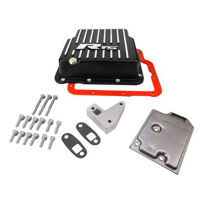 RTS20300 RTS Transmission Pan, Deep, Aluminium, Finned Black Powdercoat, GM For Holden, Commodore, Trimatic, Kit