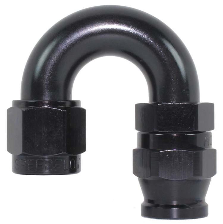 206-06-BLK -6 180 degree hose end - alloy